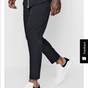 NEW Boohoo Man Pinstripe Smart Jogger Trousers